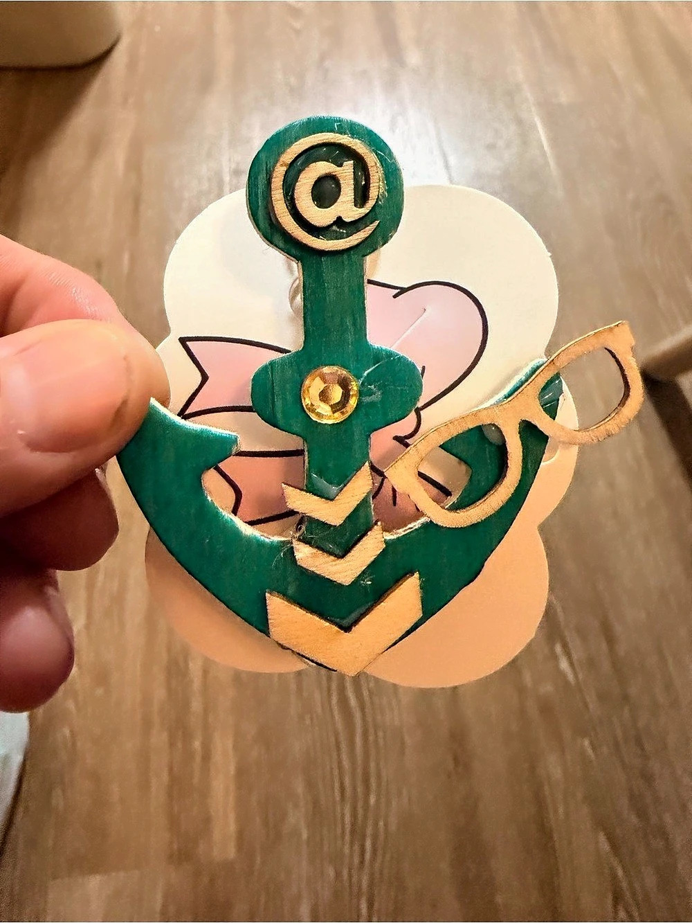 Green & Gold Decorative Anchor Hair Accessory